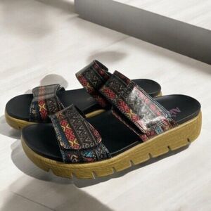 Alegria Two Band Slide Sandals Women Size 37/US6.5-7.5 Southwestern Low Platform